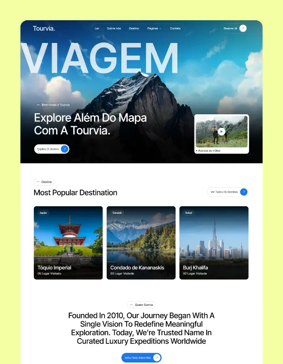 Exemplo de site para viagens, turismo e lazer